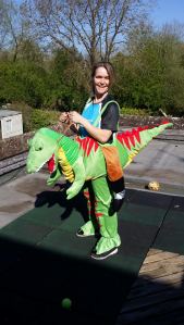 Kate London Marathon T-rex outfit